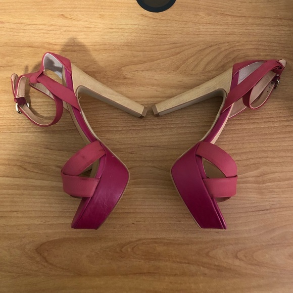Colin Stuart Platform Sandals, Pink/Red, Size 8.5 - Picture 3 of 8